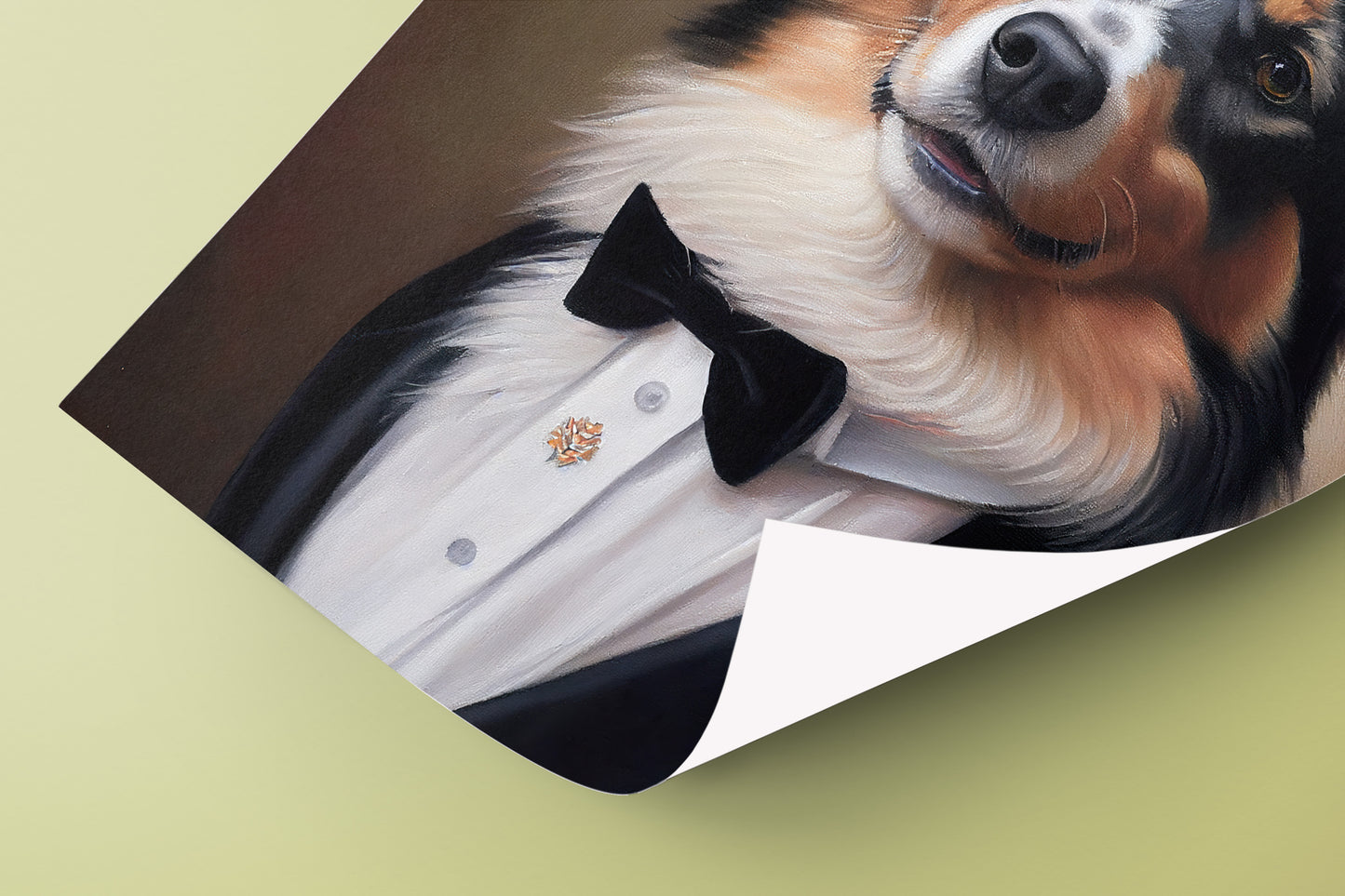 Chic Dog Poster - Australian Shepherd in Tuxedo | Humorous Wall Art | Portrait Print