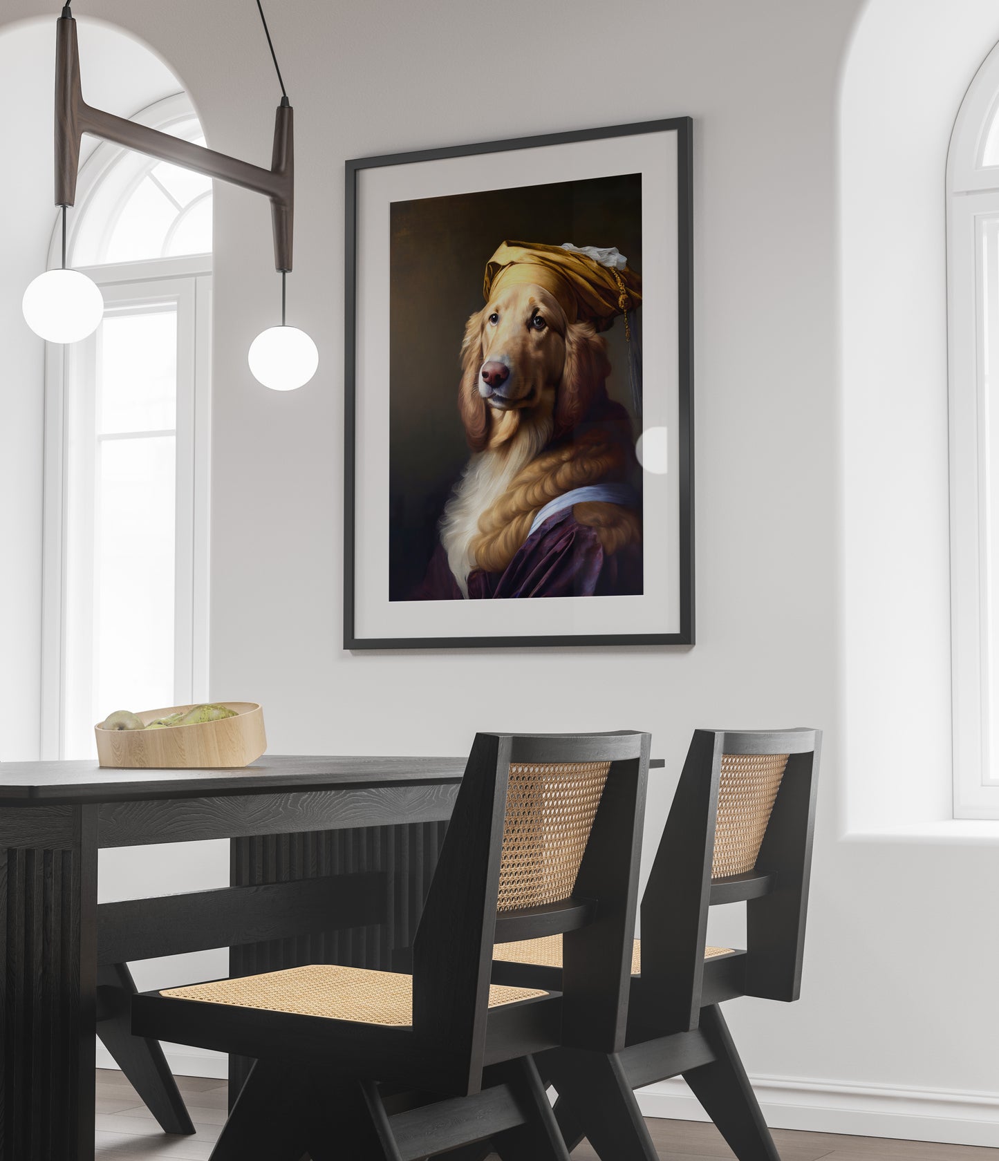 Poster chien style baroque Golden Retriever, Décoration murale noble, Affiche animalière à encadrer