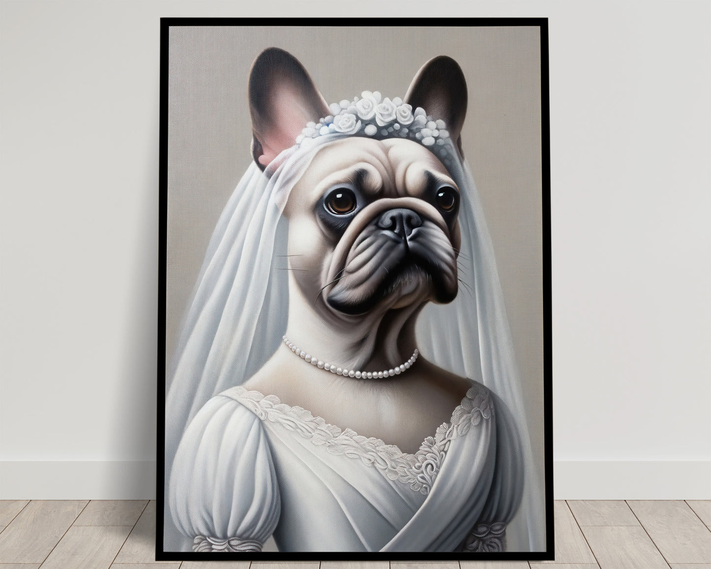 "French Bulldog Wedding Dress Poster - Funny Animal Wall Art, Dog Bride Decoration, Unique Gift Idea, Home Decor"