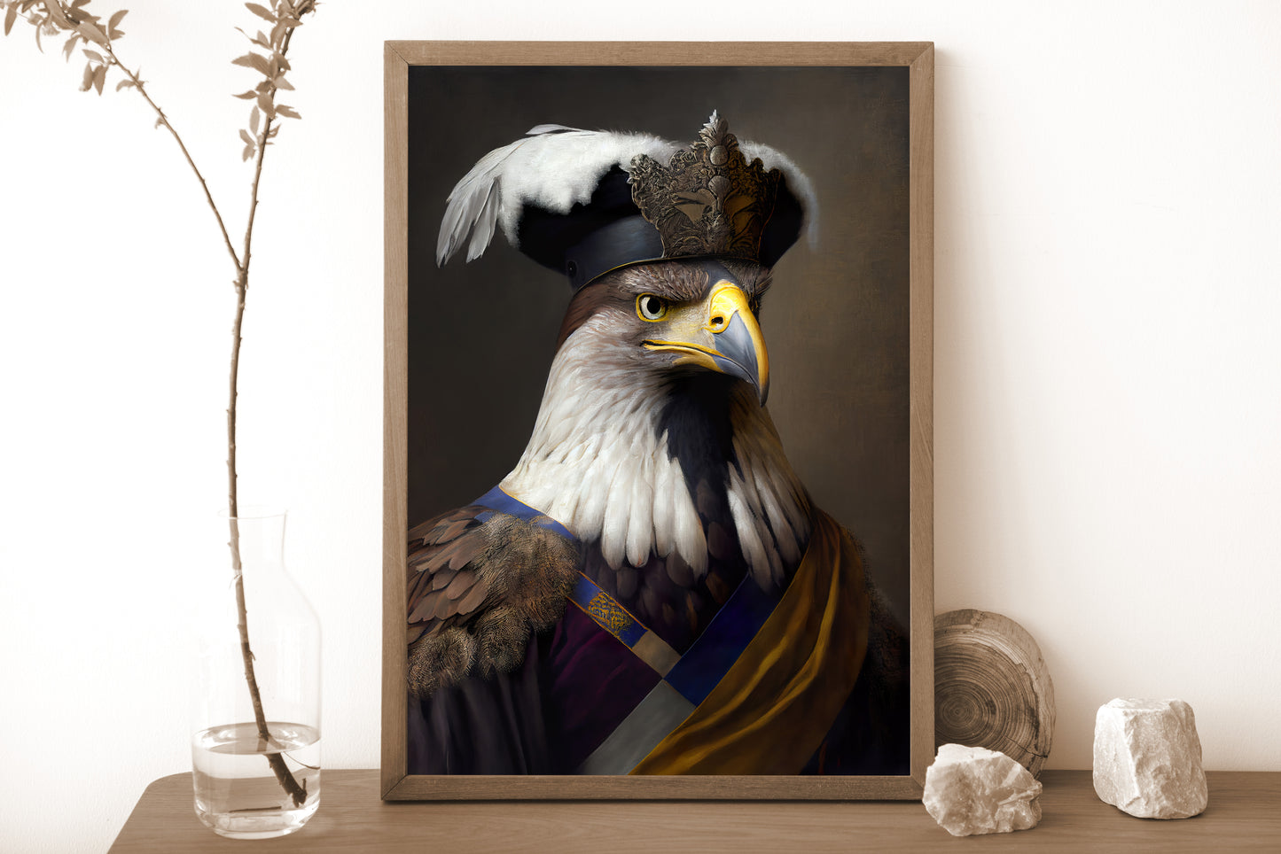 Baroque Noble Eagle Portrait Poster, Animal Wall Art, Bird Decor, Frameable Poster for Home