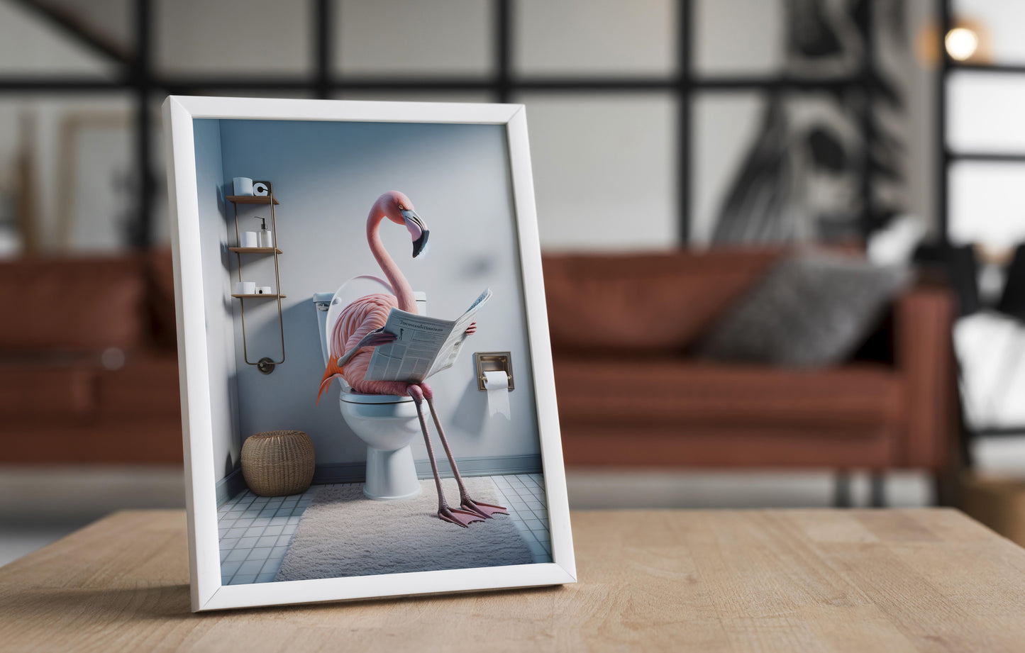 Funny Flamingo Toilet Poster - Unique Bathroom Wall Art Decor for WC – Humorous Gift Idea