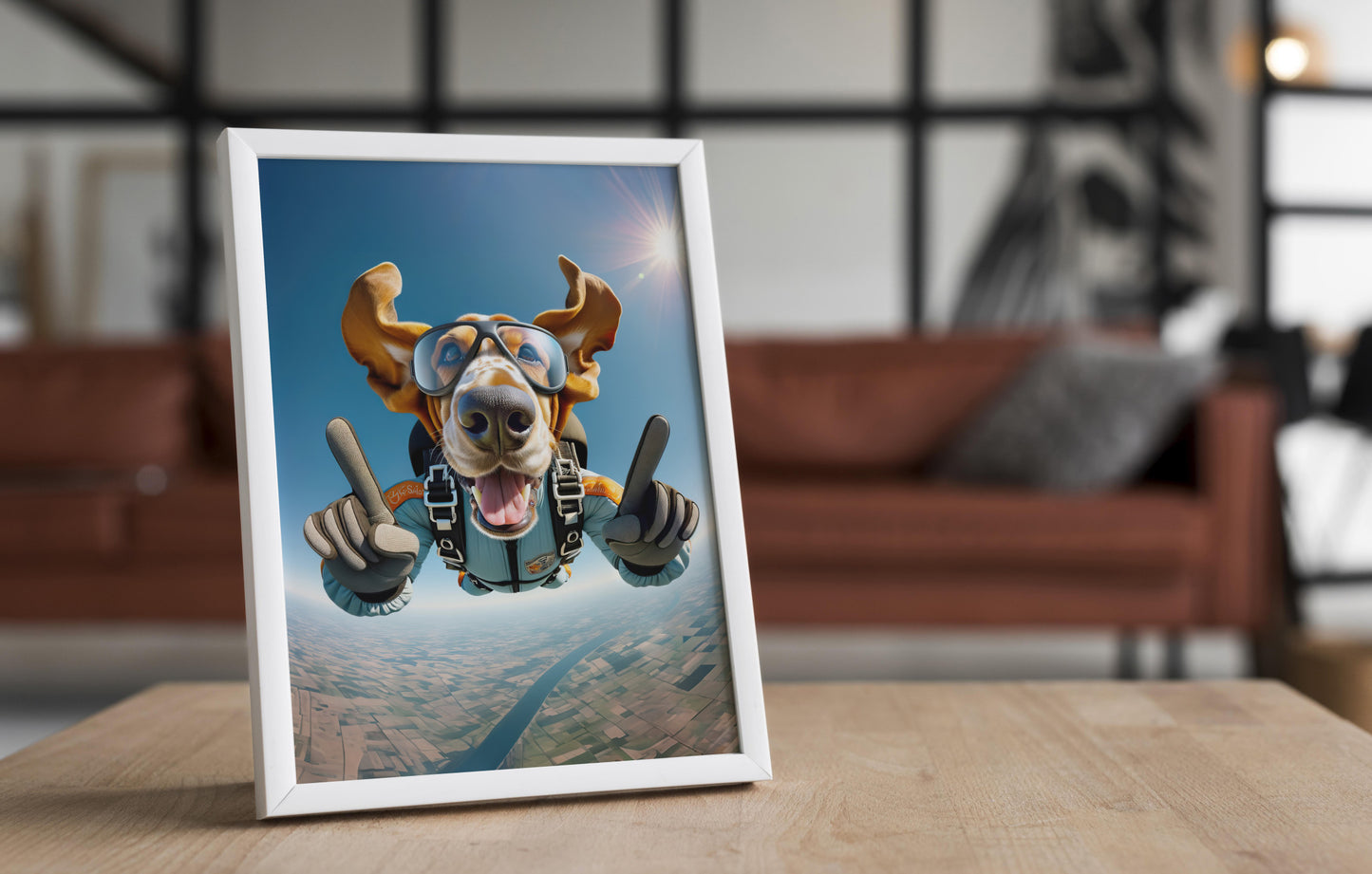 Epic Skydiving Basset Hound Poster - Unique Dog Lover Gift - Extreme Sport Animal Wall Art Decor