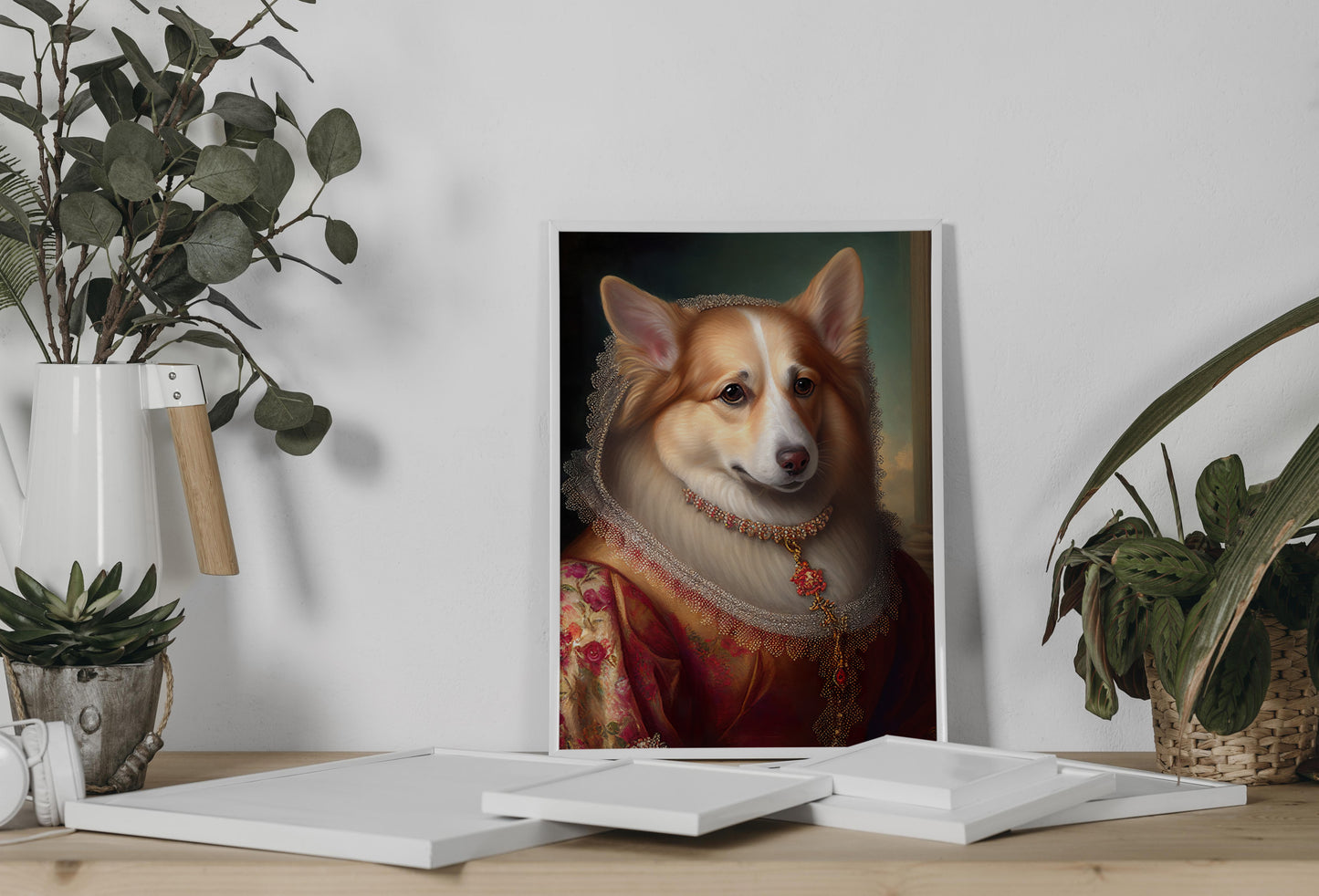 Poster de chien Corgi noble style baroque, Décoration murale animaux, Affiche à encadrer pour votre intérieur