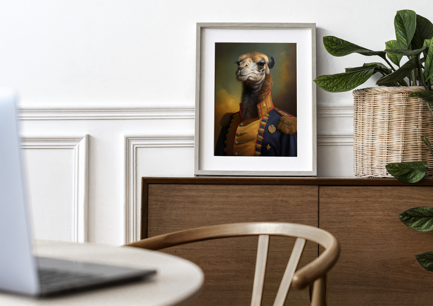 Heroic Camel Poster in Military Uniform - Animal Wall Decor for Framing, Unique Portrait Art for Home & Office