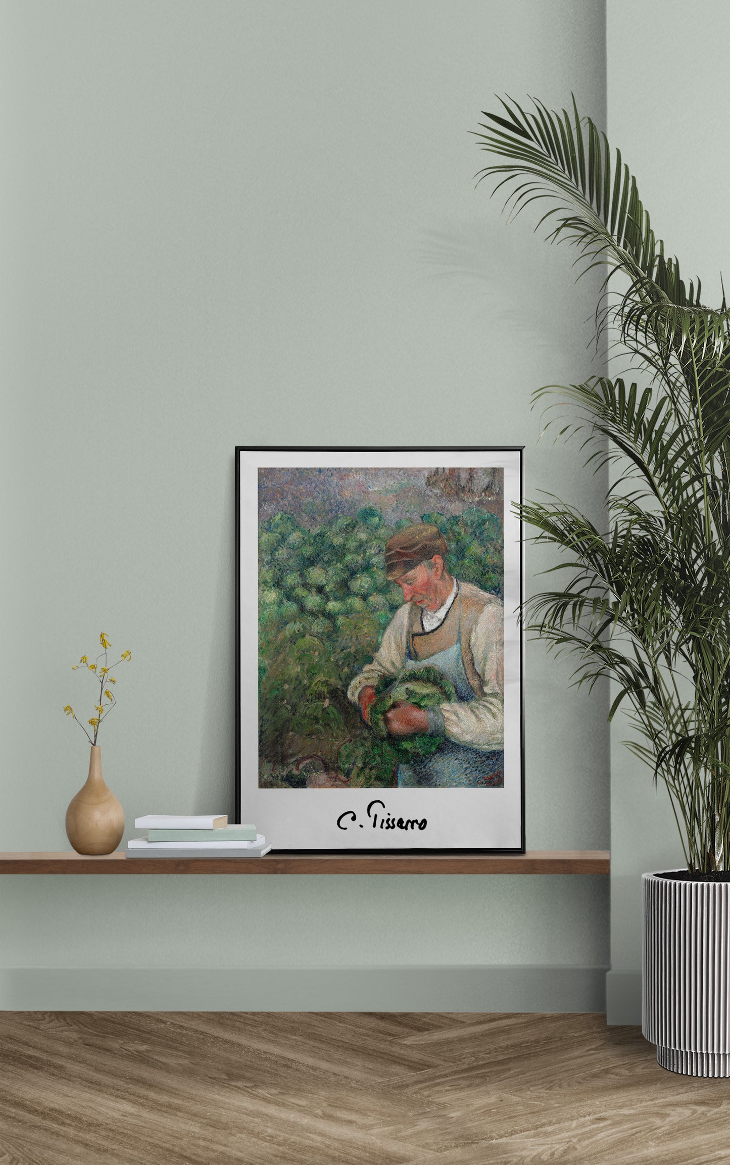 Camille Pissarro Impressionist Masterpiece Poster - The Gardener, Old Farmer with Cabbage, Wall Art Decoration