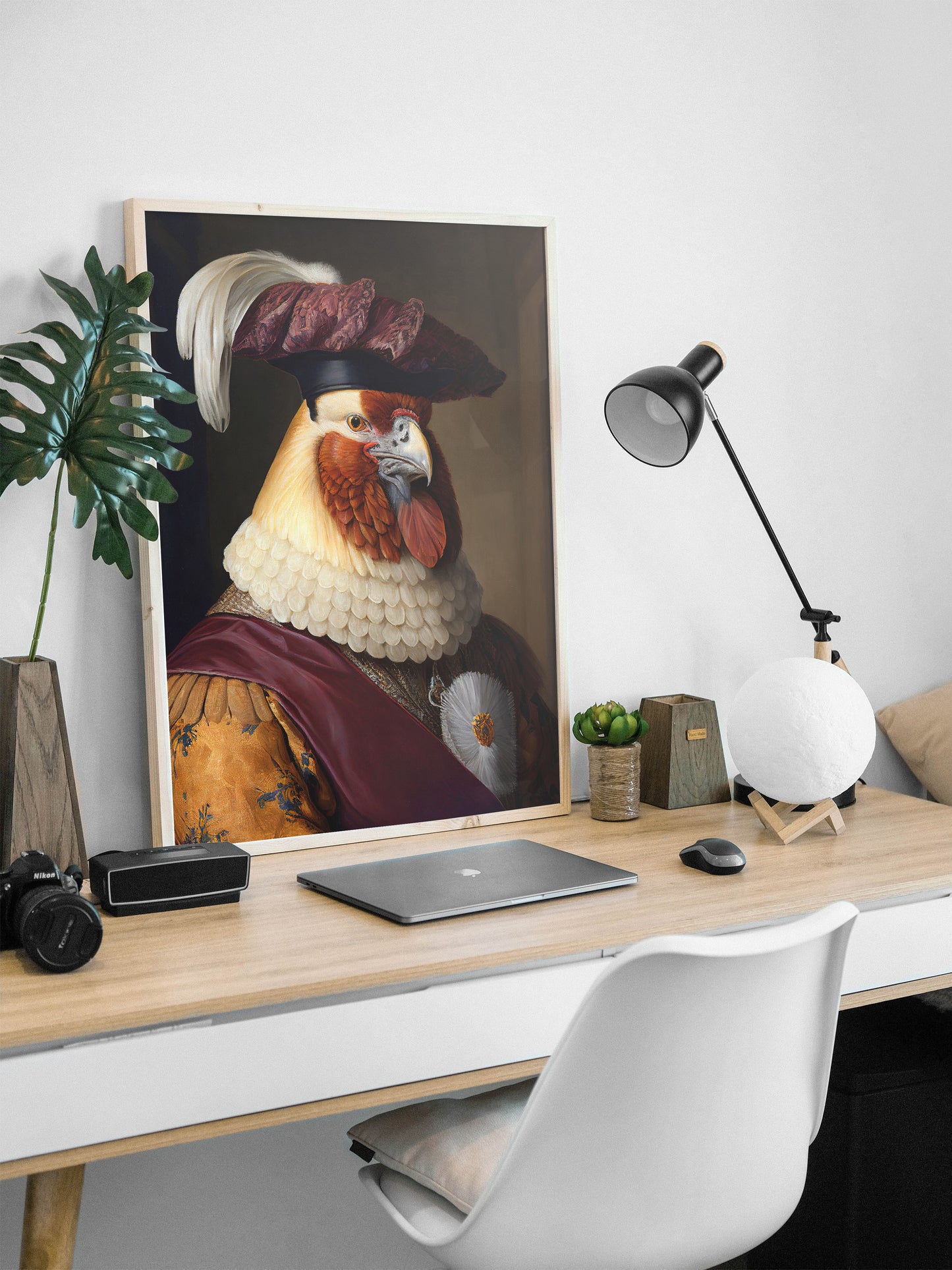 Baroque Noble Chicken Poster | Unique Animal Wall Art | Elegant Chicken Wall Decoration