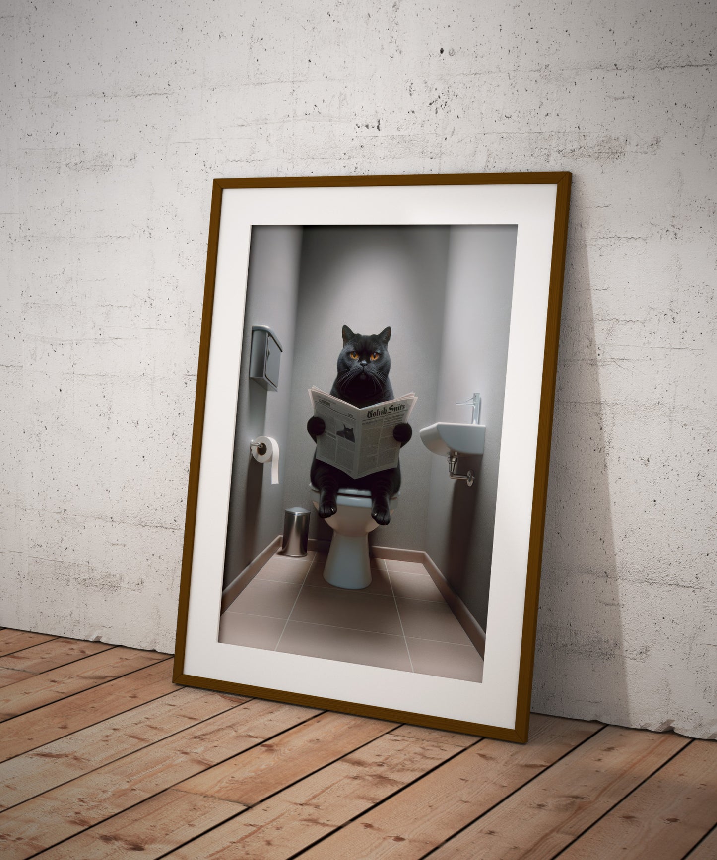 British Shorthair Cat Toilet Poster – Funny Bathroom Decor | Wall Art for Bathroom | Unique Gag Gift