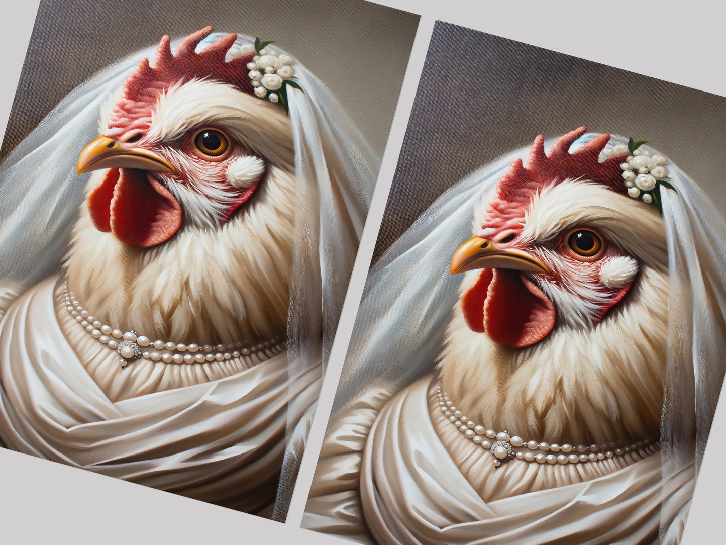 Hen in Wedding Dress Poster - Animal Wall Decor | Unique Funny Bride Wall Art | Perfect Gift for Chicken Lovers