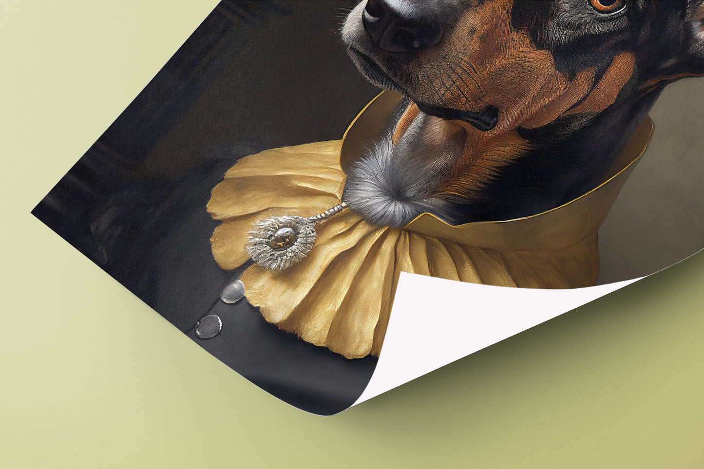 Baroque Style Doberman Portrait Poster - Noble Animal Art, Wall Decoration for Dog Lovers, Frame-Ready