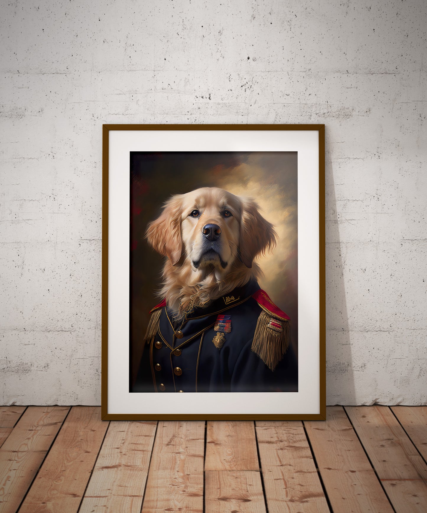 Heroic Golden Retriever in Military Uniform Poster - Dog Wall Art, Animal Prints, Home Decor