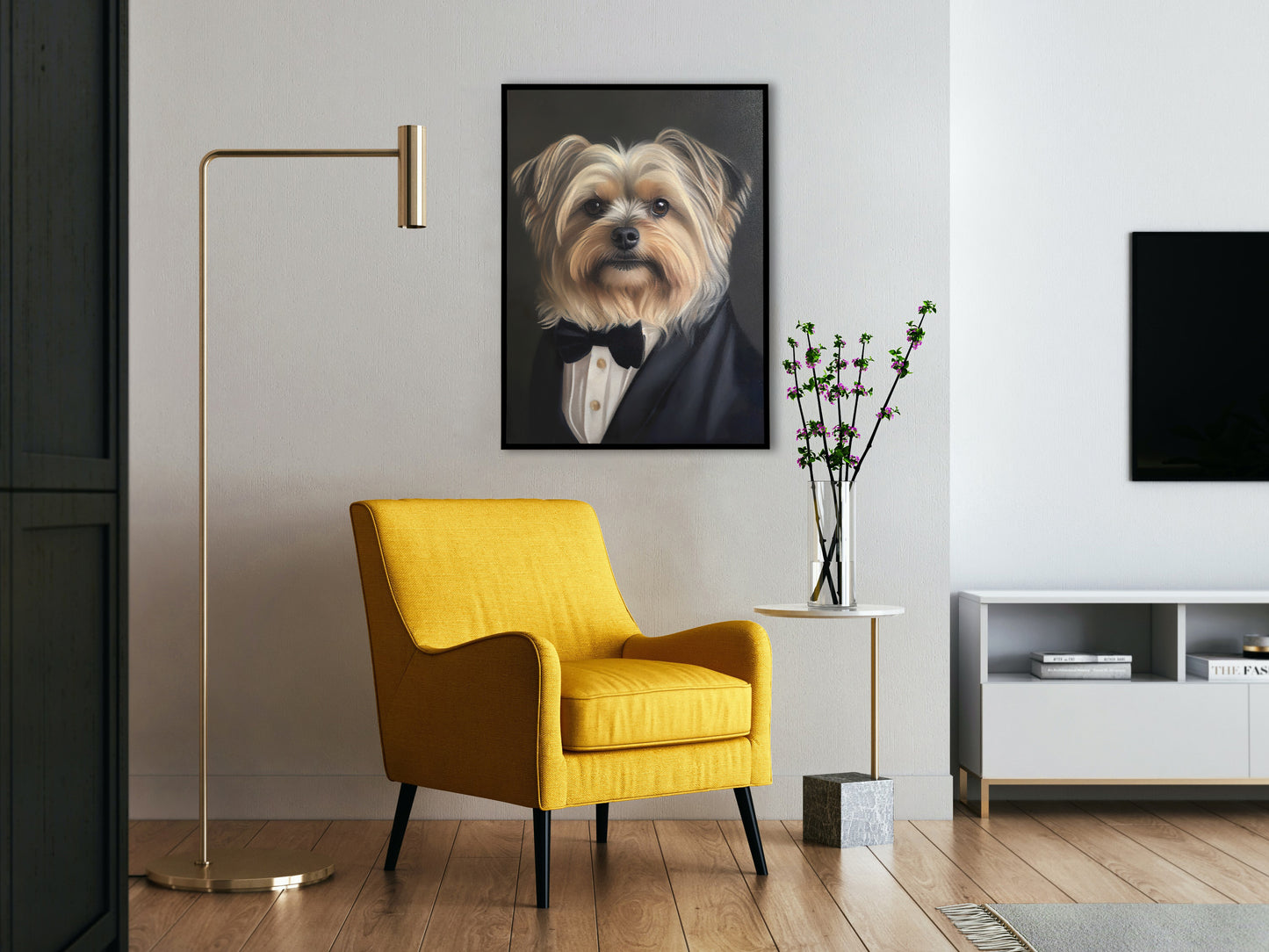 Yorkshire Terrier Tuxedo Poster - Stylish Animal Wall Décor | Frame-Ready Yorkshire Portrait Art