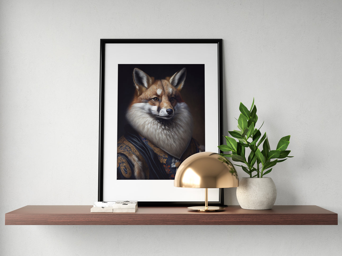 Poster Renard Baroque Noble, Décoration Murale Animaux, Art Mural Renard Argenté