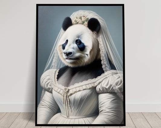 Panda Bride Poster - Unique Animal Wall Art Decor | Funny Wedding Dress Illustration | Perfect Gift for Home or Office Decor