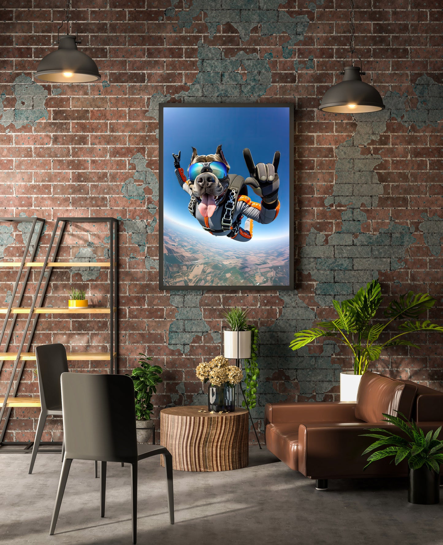 Skydiving Cane Corso Poster - Epic Dog Wall Art - Unique Animal Lover Gift - Extreme Sport Decor - Free Fall Print