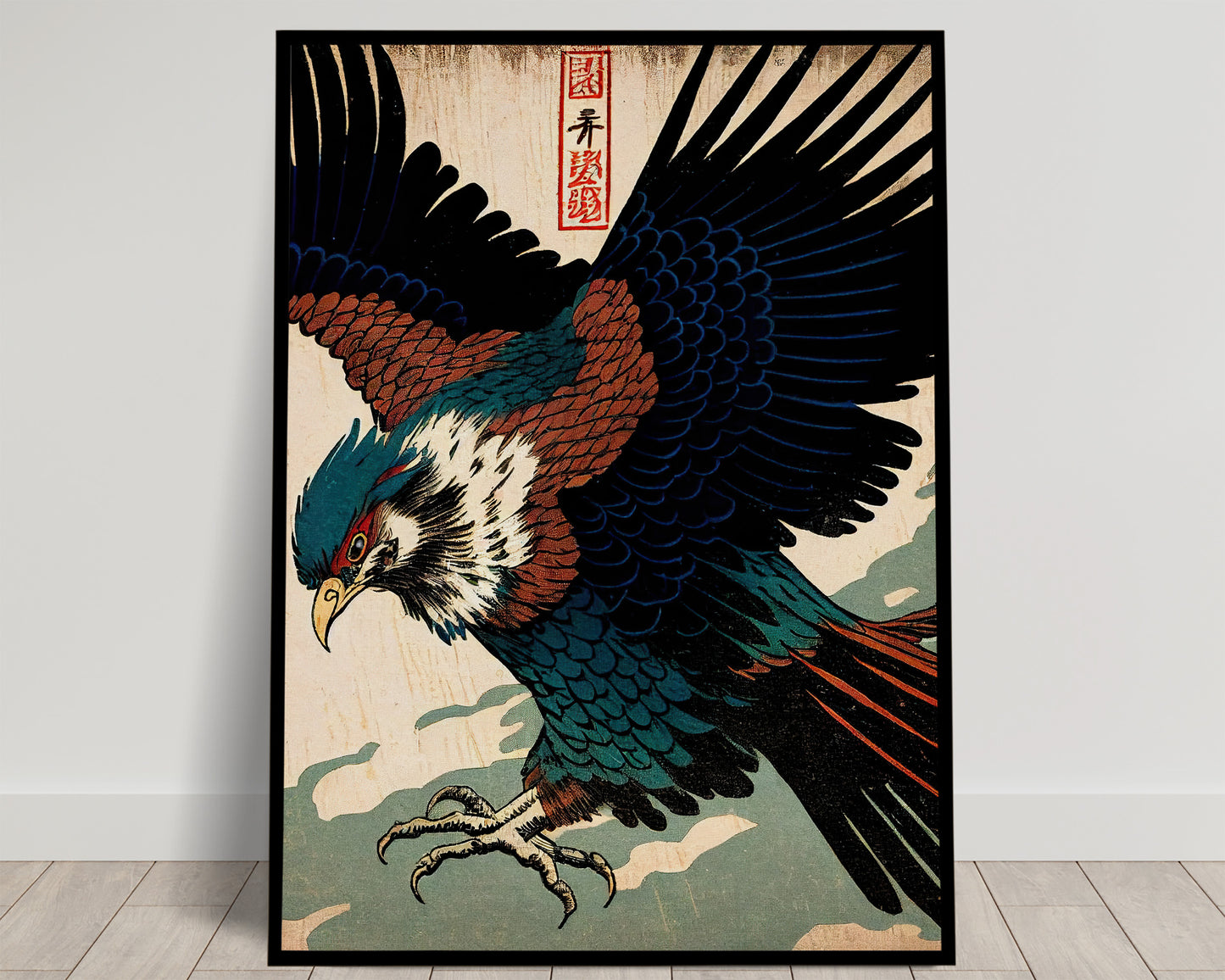 Poster Aigle Japonais - Art Mur Japonais Ukiyo-e, Décoration Murale Illustration Style Japon