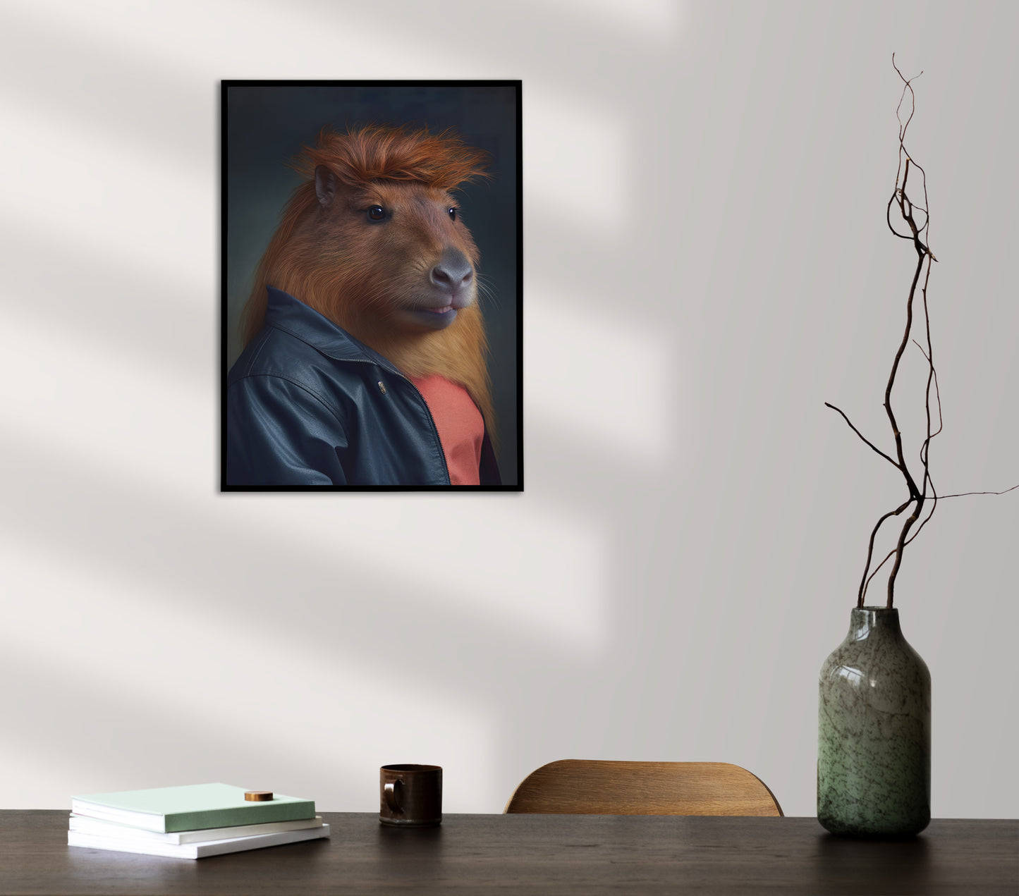 Retro 80s Capybara Poster - Humorous Wall Art to Frame - Kitschy Capybara Print for Home Decor