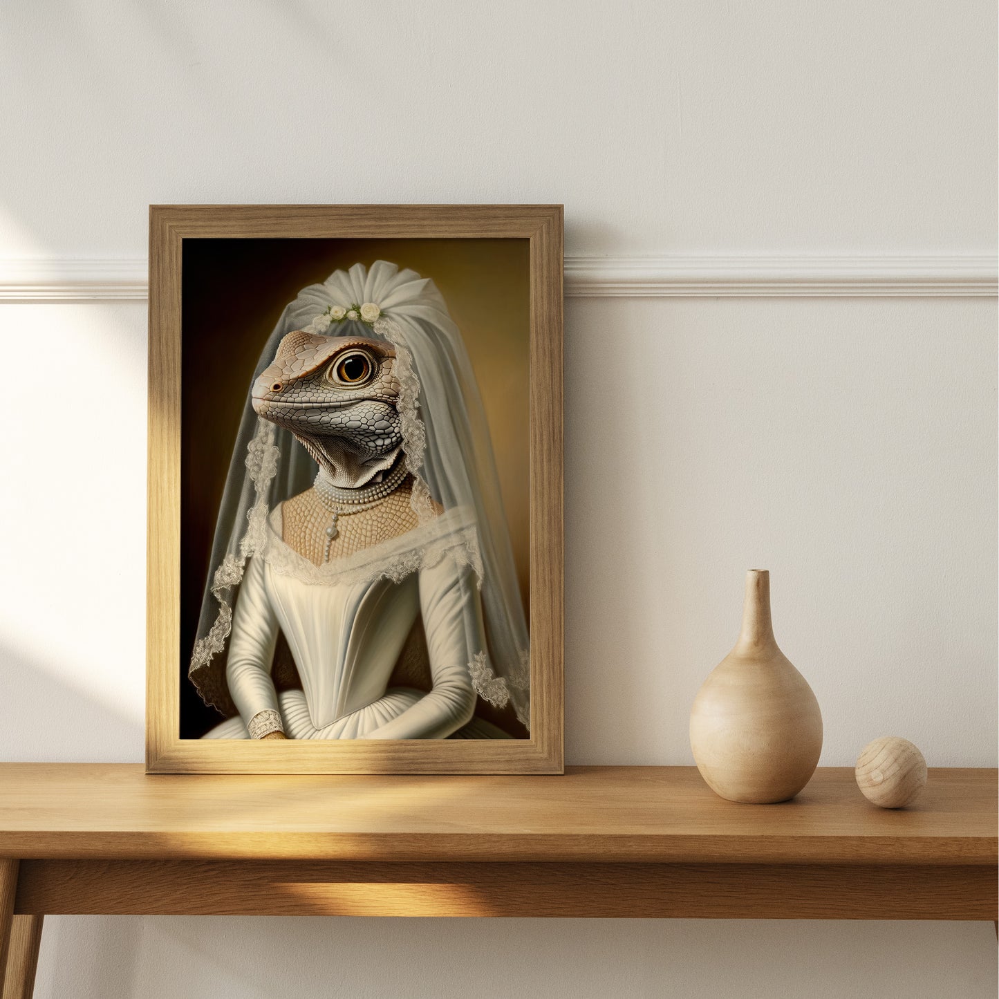 Unique Lizard Wedding Dress Poster - Funny Animal Bride Wall Art - Perfect Gift Decor