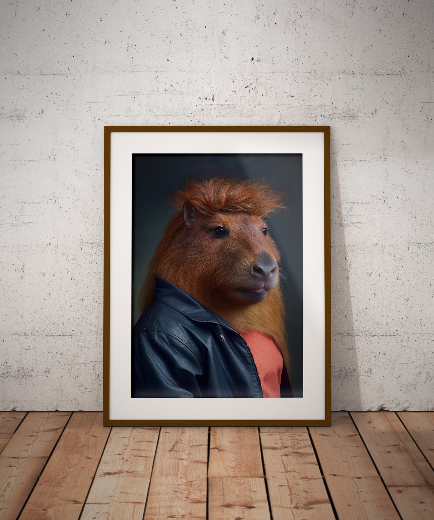 Retro 80s Capybara Poster - Humorous Wall Art to Frame - Kitschy Capybara Print for Home Decor