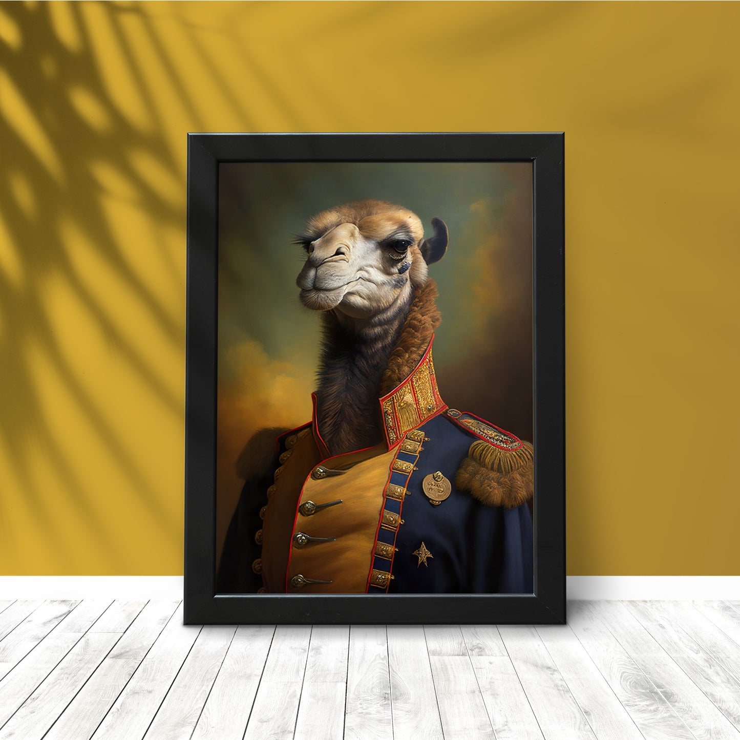 Heroic Camel Poster in Military Uniform - Animal Wall Decor for Framing, Unique Portrait Art for Home & Office