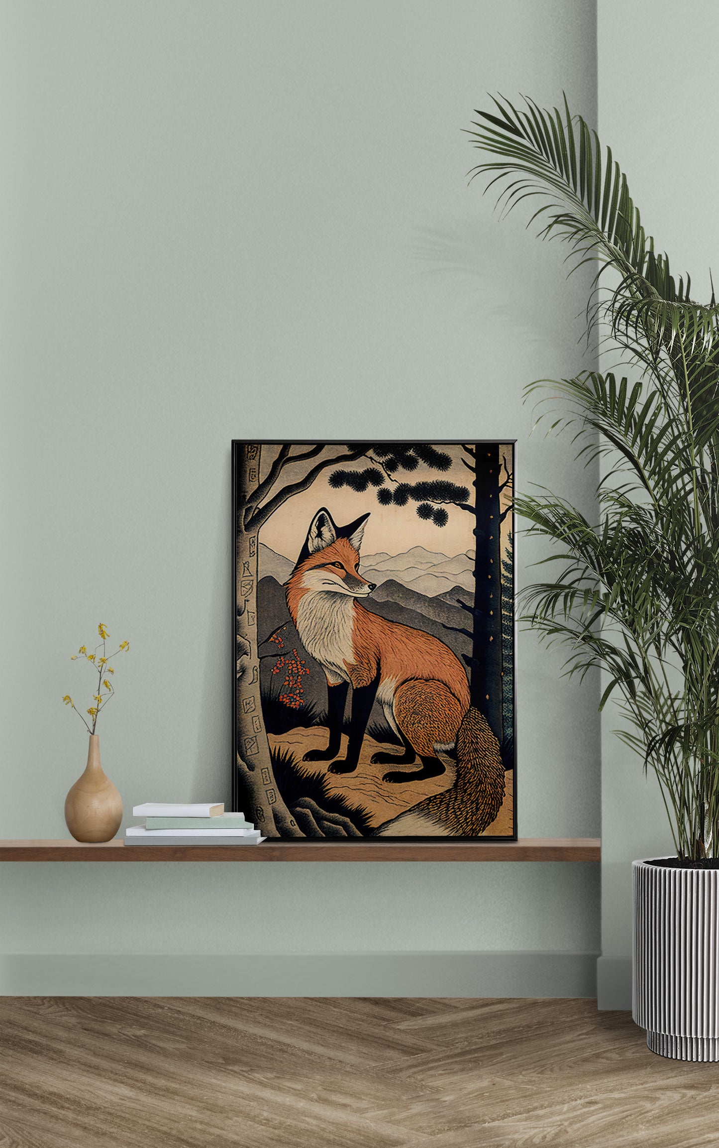 Poster Renard Vintage - Art Mural Japonais Ukiyo-e - Illustration Style Japonais - Affiche Murale