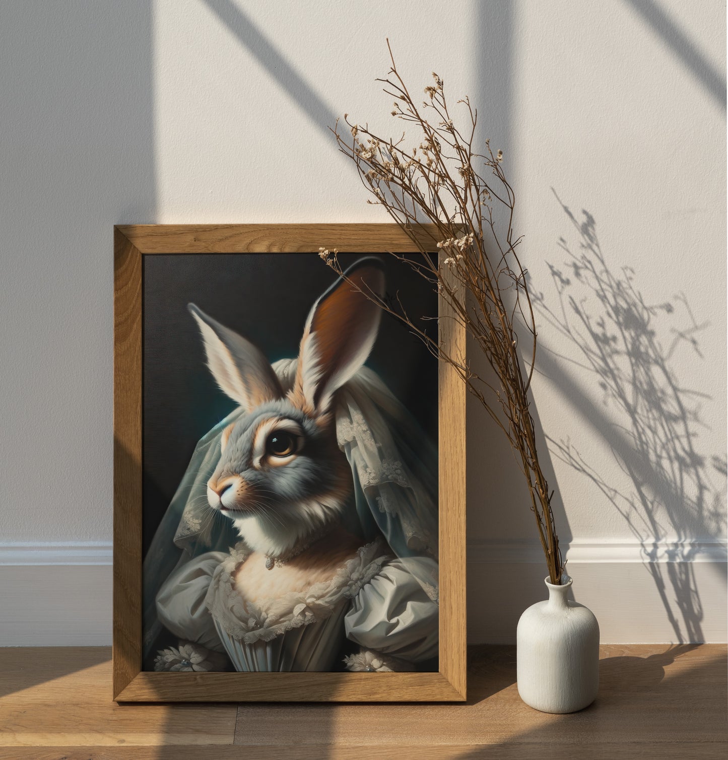 Rabbit Wedding Dress Poster - Funny Animal Bridal Wall Art - Unique Rabbit Bride Decor - Perfect Gift