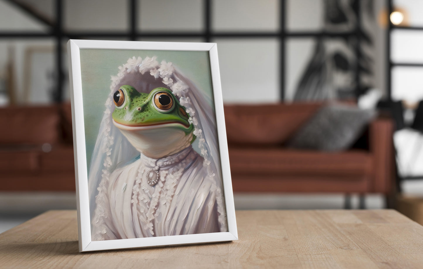 Poster Grenouille en Robe de Mariée – Affiche Murale Animaux Humour, Déco Murale Mariage Cadre