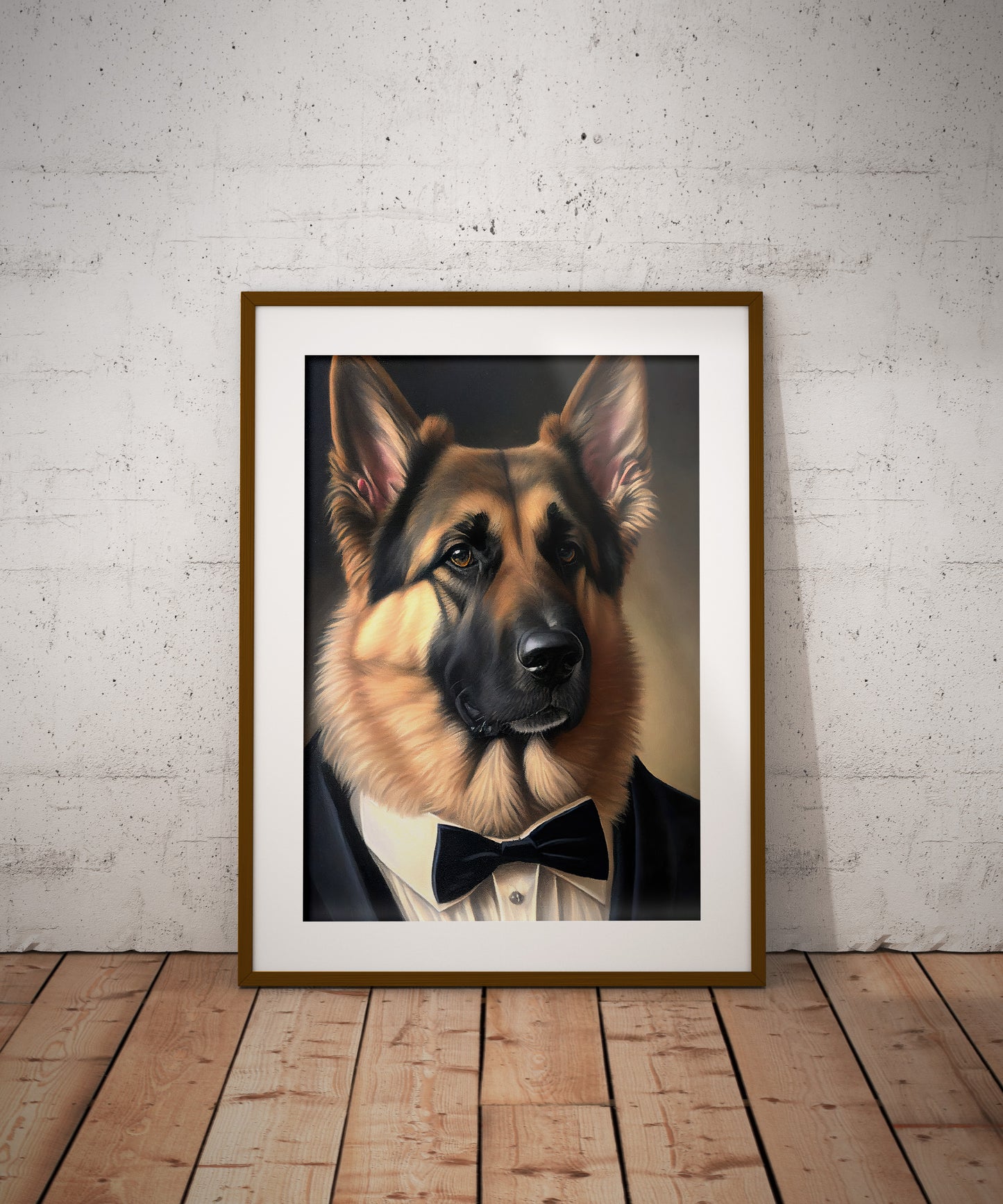 German Shepherd Tuxedo Poster, Chic Dog Wall Art, Humorous German Shepherd Print, Unique Pet Decor