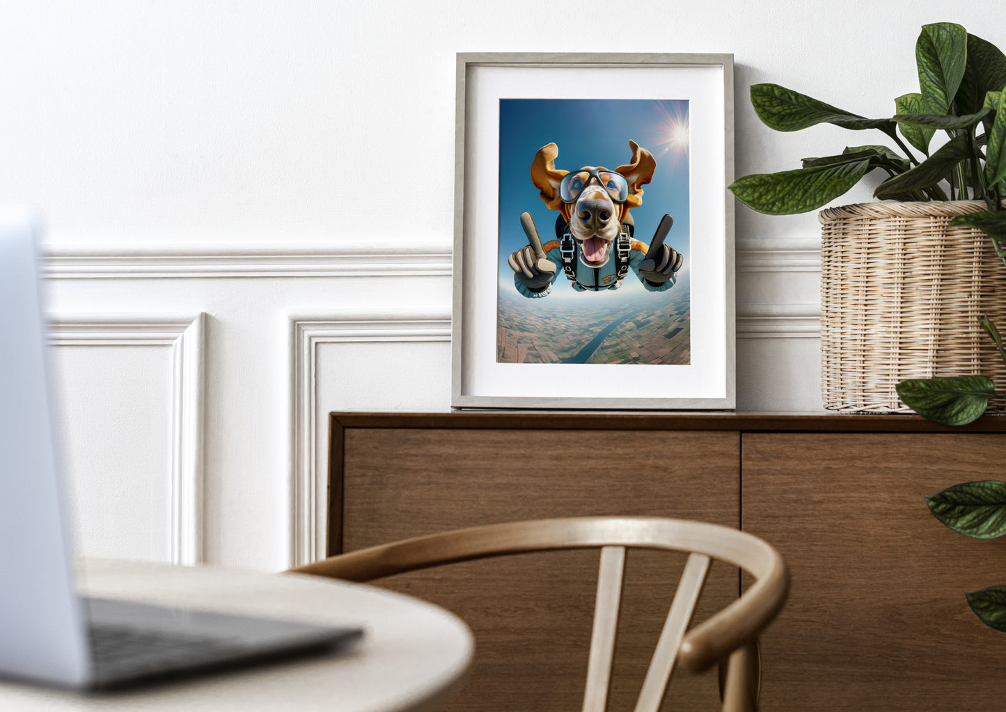 Epic Skydiving Basset Hound Poster - Unique Dog Lover Gift - Extreme Sport Animal Wall Art Decor