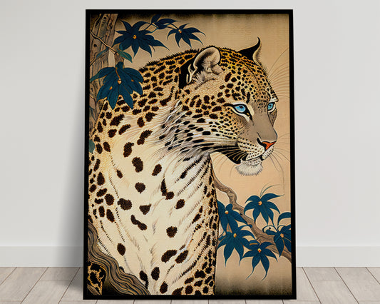 Affiche Poster Leopardo Ukiyo-e Japonais - Illustration Style Japon Art Mural Déco Murale Impression