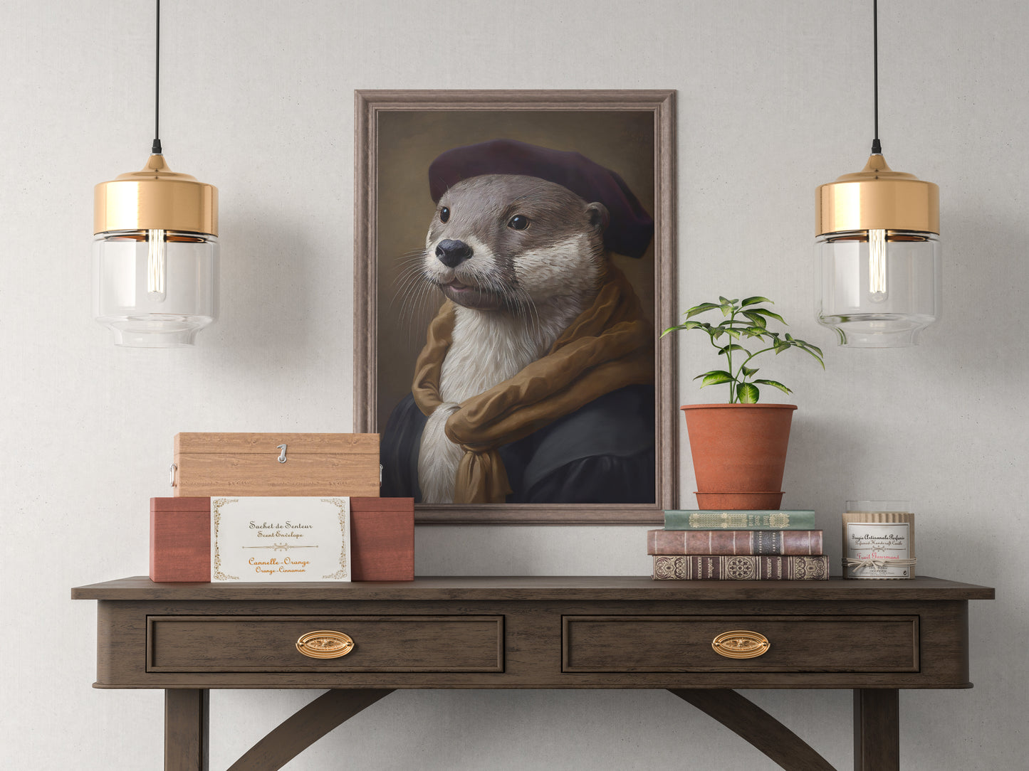 Affiche Poster Loutre Noble Baroque, Décoration Murale Animaux, Art Mural à Encadrer