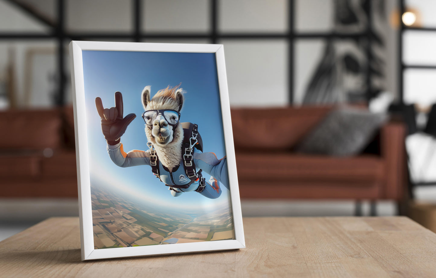 "Skydiving Llama Poster - Epic Animal Print Wall Art | Extreme Sport Decor for Animal Lovers"