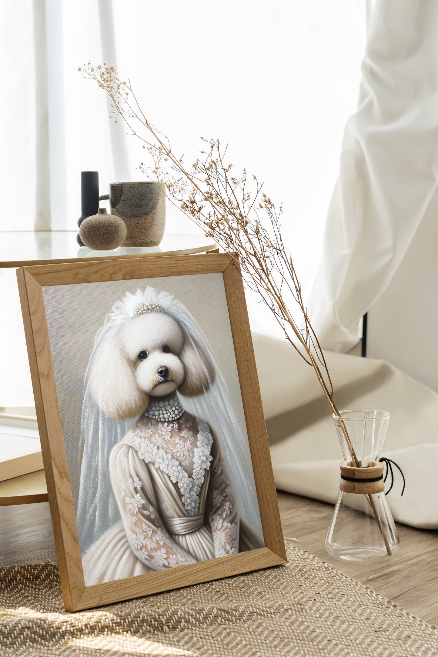 Poodle Bride Wedding Dress Poster – Funny Animal Wall Art Decor – Unique Pet Lover Gift Print