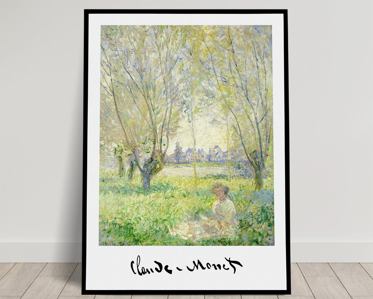 Claude Monet : Affiche Femme assise sous les saules 1880, Poster Décoration murale impressionniste, Reproduction chef-d'œuvre