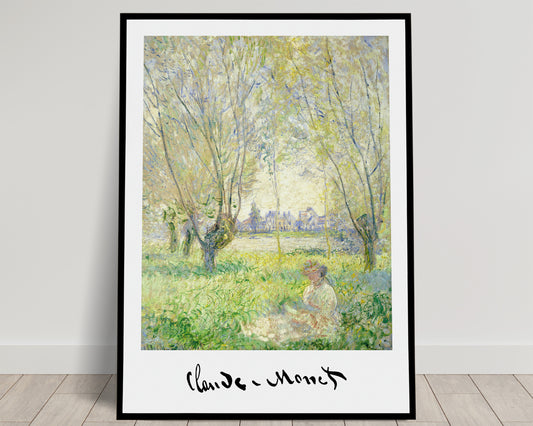 Claude Monet : Affiche Femme assise sous les saules 1880, Poster Décoration murale impressionniste, Reproduction chef-d'œuvre