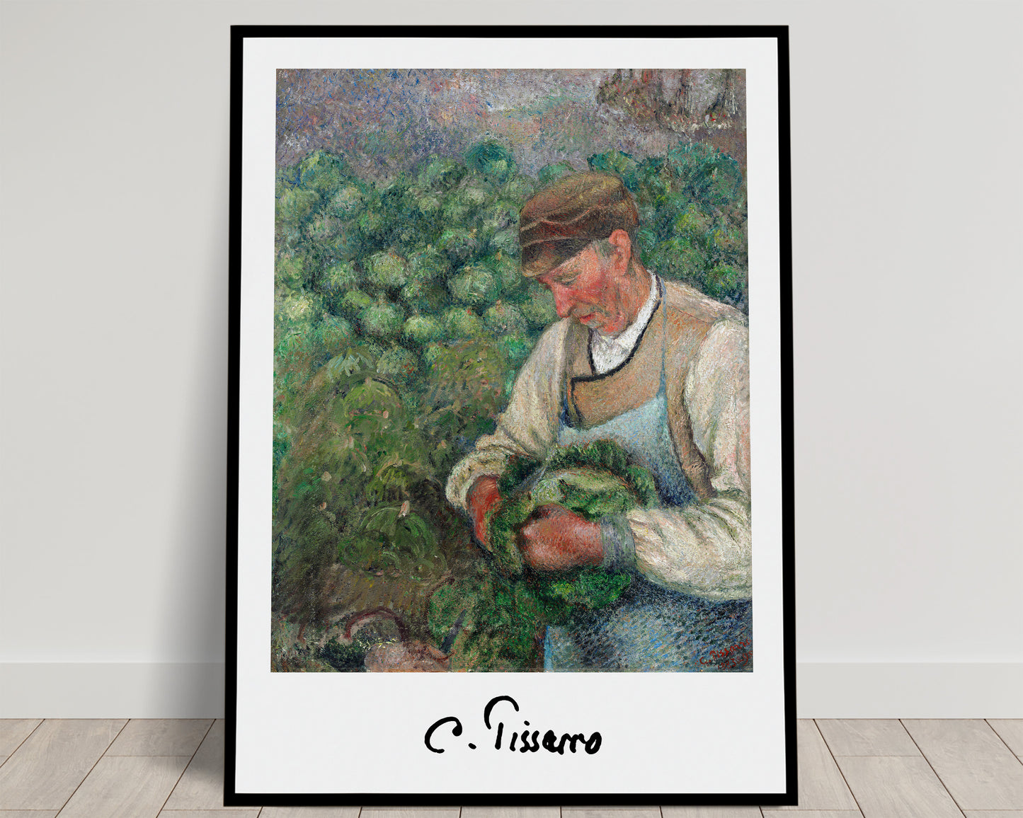 Camille Pissarro Impressionist Masterpiece Poster - The Gardener, Old Farmer with Cabbage, Wall Art Decoration