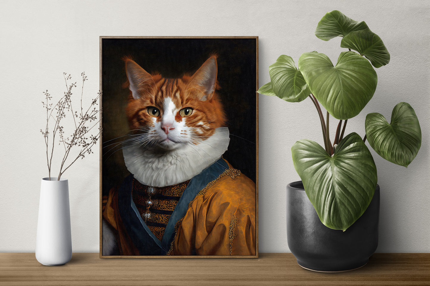 "Baroque Noble Cat Poster, Animal Wall Art, Cat Illustration, Elegant Home Decor"