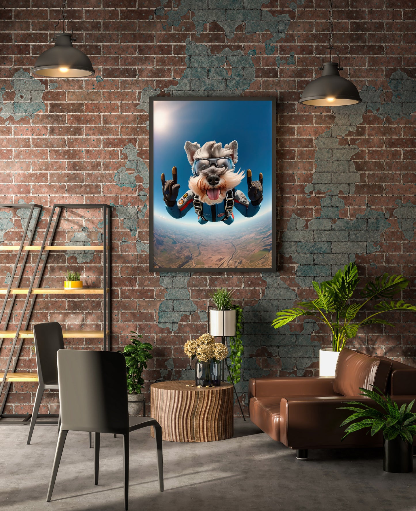 Skydiving Miniature Schnauzer Poster - Unique Dog Lover Wall Art Print | Epic Animal Decor for Extreme Sport Fans