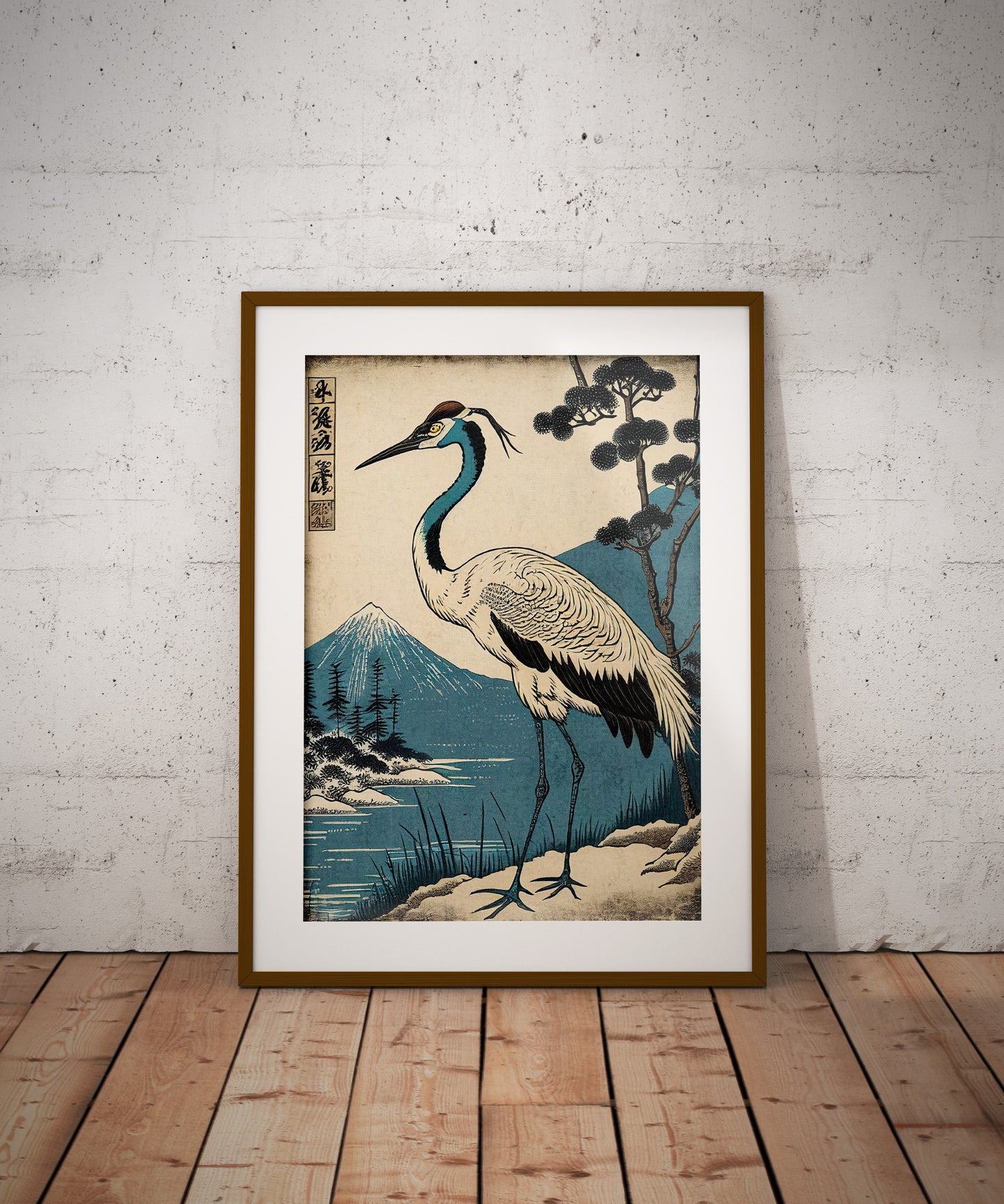 Poster d'Art Japonais Grue du Japon - Illustration Murale Oiseau, Décoration Nippon à Encadrer