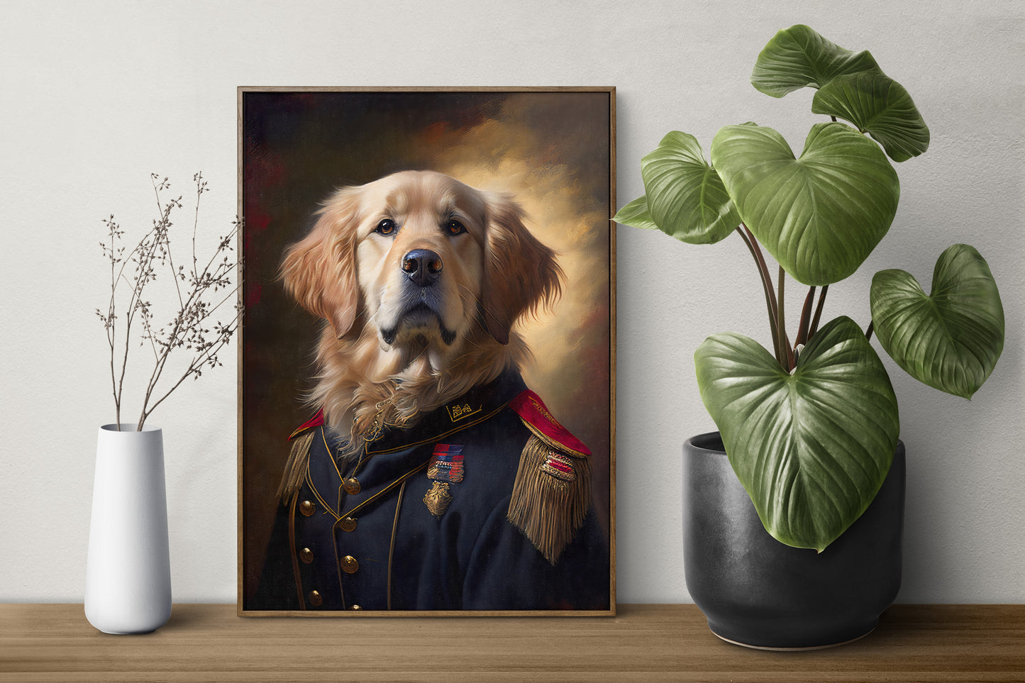 Heroic Golden Retriever in Military Uniform Poster - Dog Wall Art, Animal Prints, Home Decor