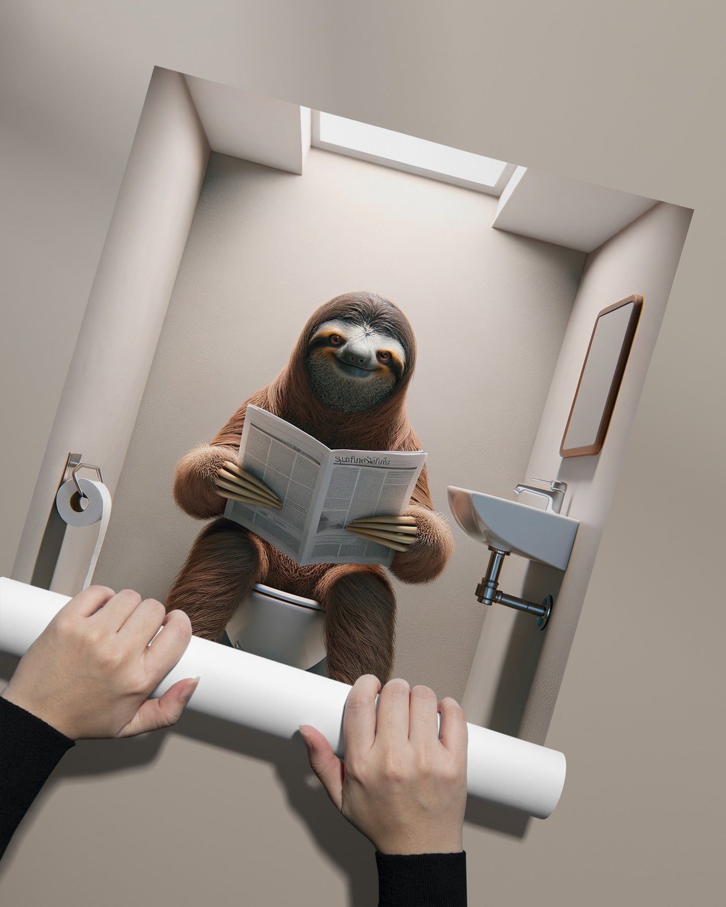 Funny Sloth Toilet Poster - Unique Bathroom Wall Art & Gag Gift Decor for WC