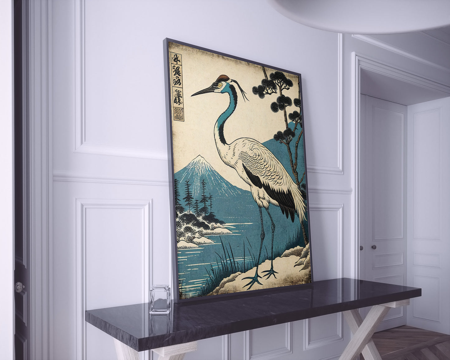 Poster d'Art Japonais Grue du Japon - Illustration Murale Oiseau, Décoration Nippon à Encadrer