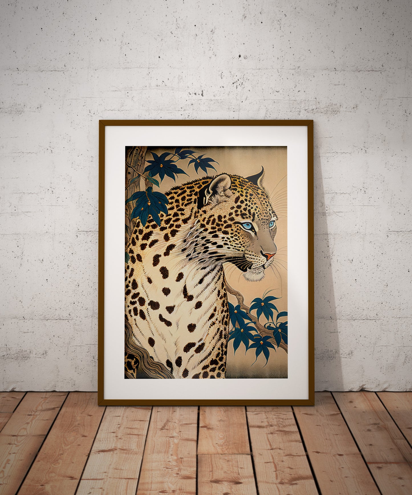 Affiche Poster Leopardo Ukiyo-e Japonais - Illustration Style Japon Art Mural Déco Murale Impression