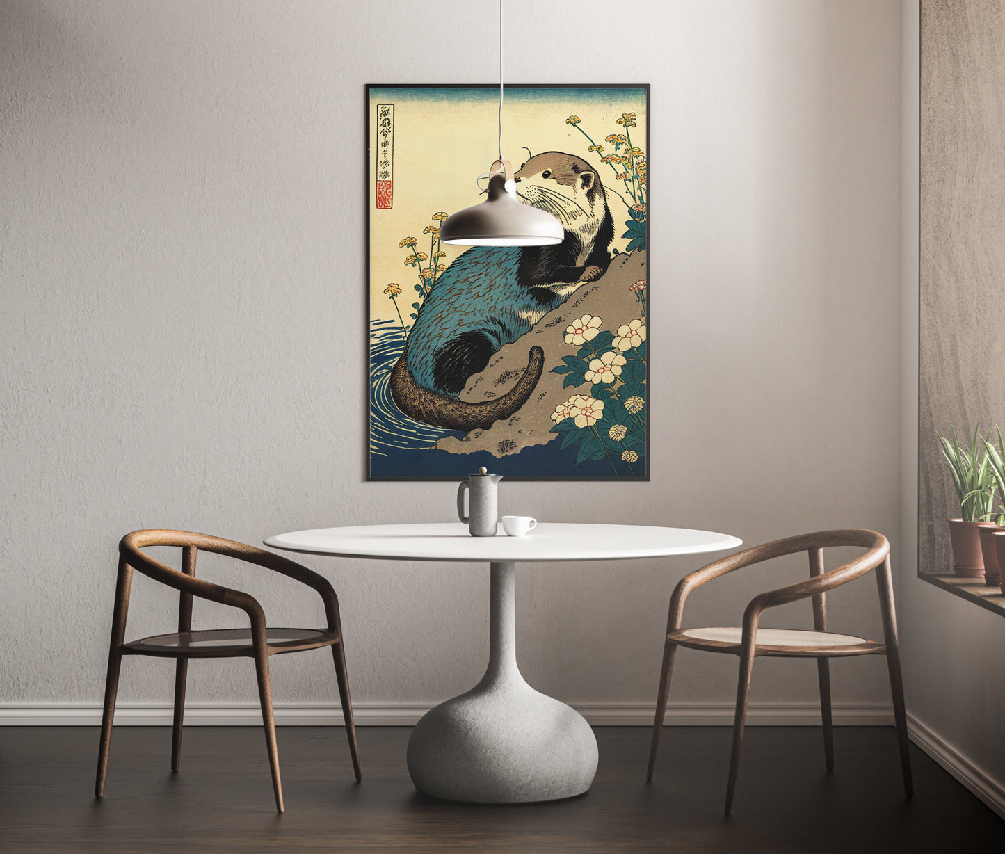 Japanese Otter Poster - Ukiyo-e Style Wall Art - Japanese Print Decor - Otter Wall Decoration