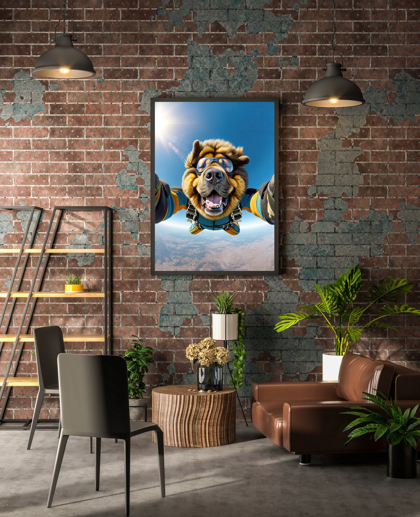 Skydiving Tibetan Mastiff Poster - Epic Wall Art for Animal Lovers | Extreme Sports Home Decor | Unique Gift