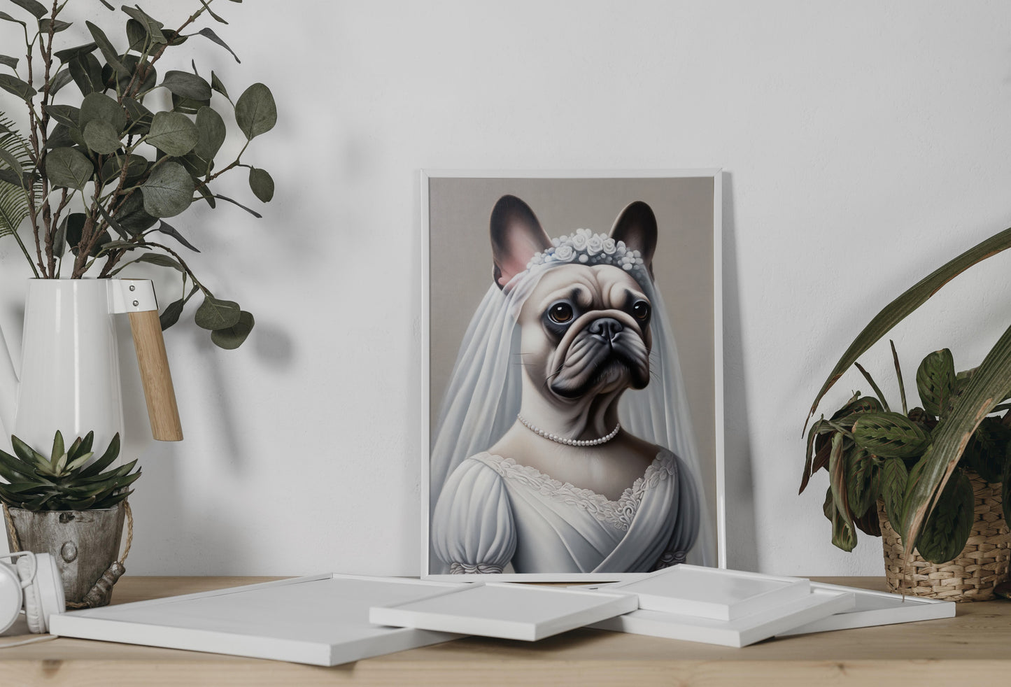 "French Bulldog Wedding Dress Poster - Funny Animal Wall Art, Dog Bride Decoration, Unique Gift Idea, Home Decor"