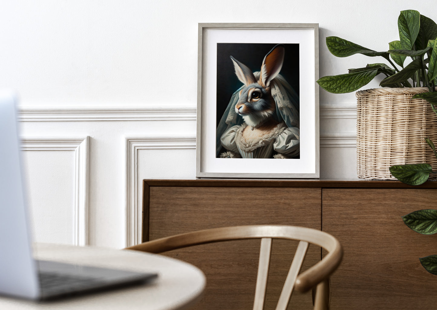 Rabbit Wedding Dress Poster - Funny Animal Bridal Wall Art - Unique Rabbit Bride Decor - Perfect Gift