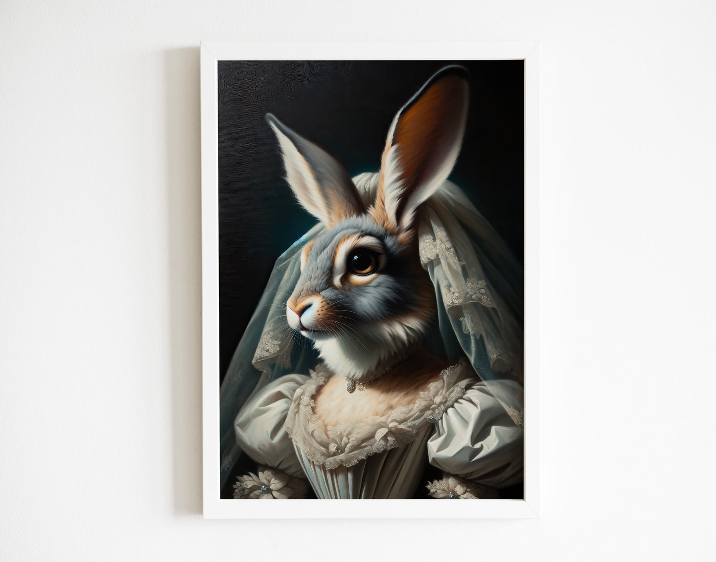 Rabbit Wedding Dress Poster - Funny Animal Bridal Wall Art - Unique Rabbit Bride Decor - Perfect Gift