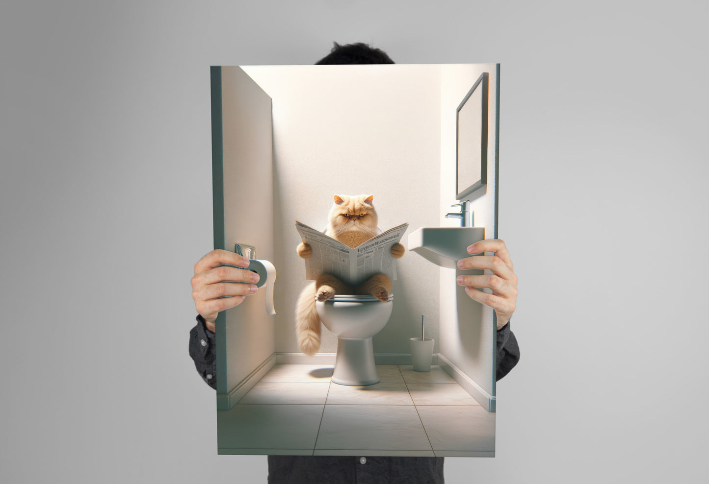 Golden Shaded Persian Cat Poster – Bathroom Decor Print | WC Wall Art for Cat Lovers | Funny Gag Gift for Bathroom