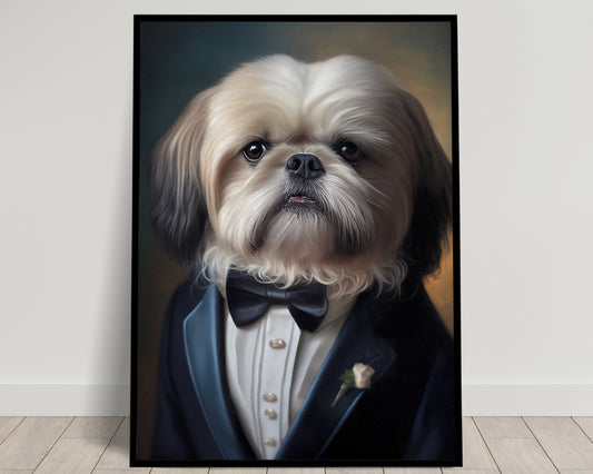 Shih-tzu Tuxedo Poster - Elegant Animal Wall Art Decoration | Portrait Wall Decor