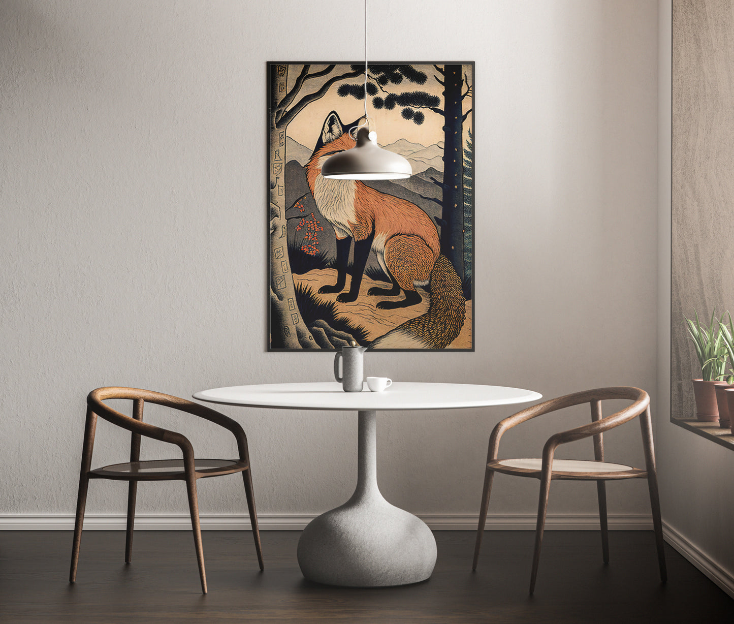 Poster Renard Vintage - Art Mural Japonais Ukiyo-e - Illustration Style Japonais - Affiche Murale